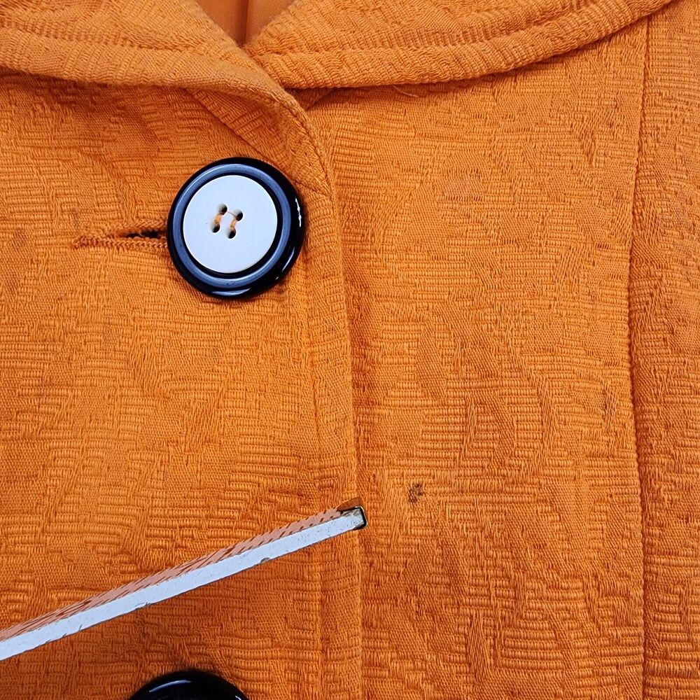 Vintage Teri Jon Rickie Freeman Blazer Womens 4 Orange Floral Inlay Short Sleeve - Picture 11 of 16